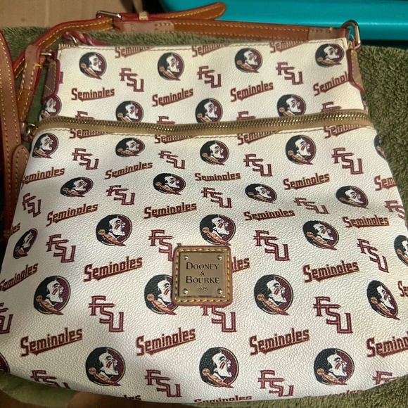 Dooney & Bourke Handbags - Dooney & Bourke Florida State Seminoles, FSU Crossbody Twin Zipper Bag / Purse